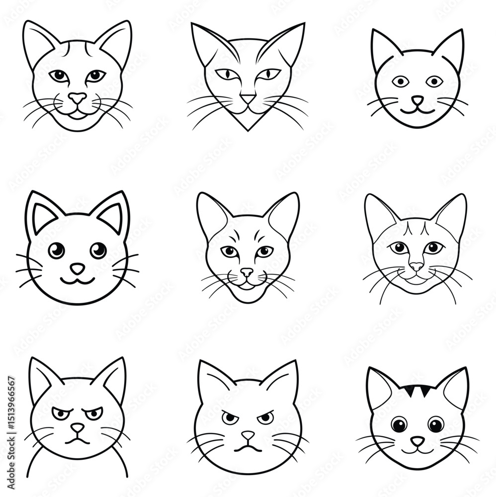 Obraz premium set of funny cats heads