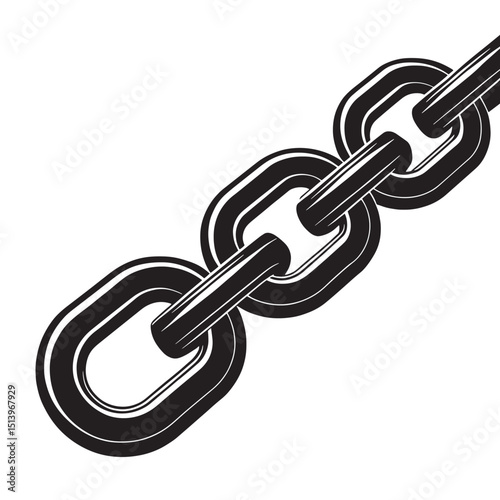 Chain Vector Silhouette – Black Metal Link Chain Illustration in EPS Format, Ideal for Industrial Design, Security Concepts, Decoration, and Graphic Art