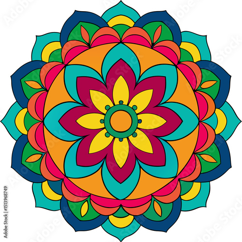 Elegant mandala illustration with traditional floral motifs and fine geometric balance for mindfulness art
