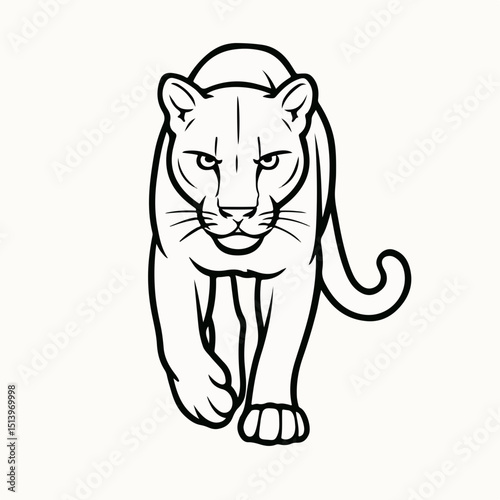 Predatory Power: A majestic panther, exuding power and grace, strides confidently forward, embodying both strength and agility in its focused gaze.