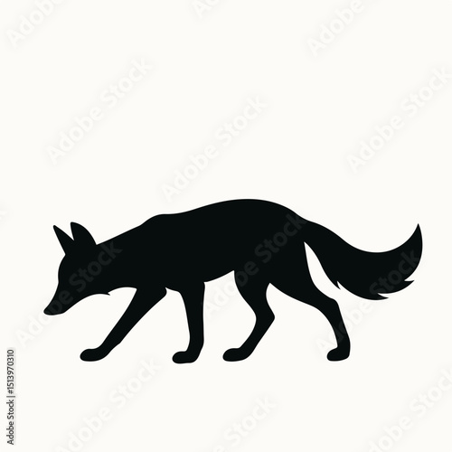 Black wild mammal silhouette vector illustration of a wolf or fox