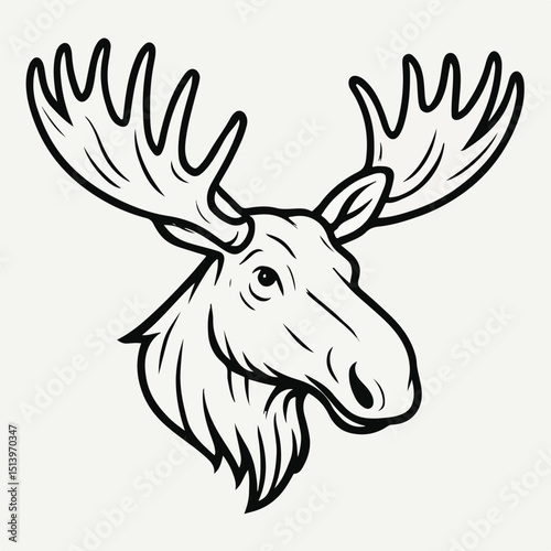 Cute deer head silhouette vector illustration with antlers in a nature wildlife design