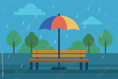 bench and umbrella