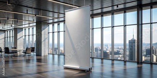 Banner mockup interior of modern office building