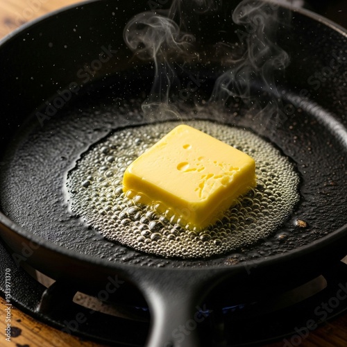 frying pan with butter