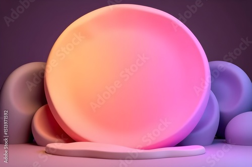 Abstract Pink and Purple Illuminated Display Platform with Smooth Organic Shapes