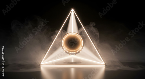 Elixir orb hovering in triangle prism with celestial shine and translucent glow fog v2