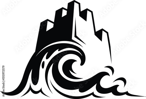 Ocean Wave Crashing Against a Castle A Powerful Symbol of Resilience and Nature's Force