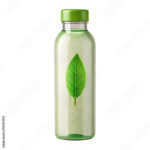 Eco Bottle With Leaf Icon or Green Texture