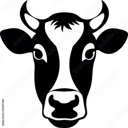 Cow face logo, cow head, icon, logo, Vector illustration, The best of Cow Silhouette icon, cow head logo vector, black and white logo