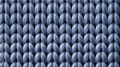 Close Up of Blue Knitted Fabric Showing Stitch Detail and Texture Creating a Detailed Pattern