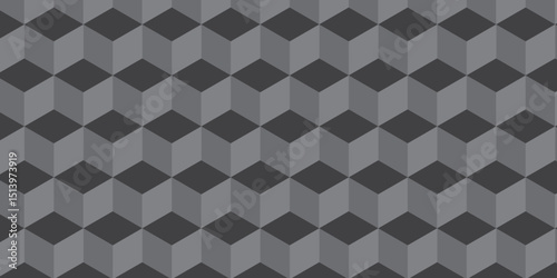 Abstract black black cubes seamless pattern. Vector seamless cubic pattern. Geometric hexagonal line Pattern Background. 