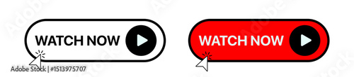 Watch Now Video Play Button Banner Sign Vector Design.