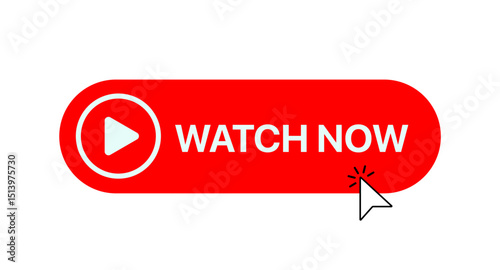 Watch Now Video Play Button Banner Sign Vector Design.