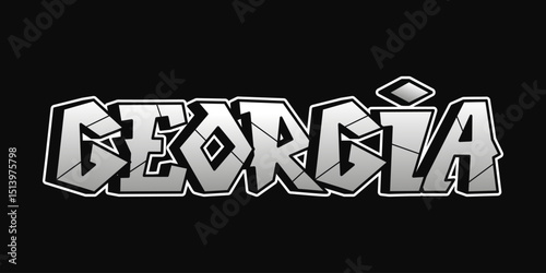 Georgia, presented in a graffiti-style lettering with a shadow, against a solid black backdrop.