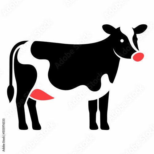 black and white cow vector
