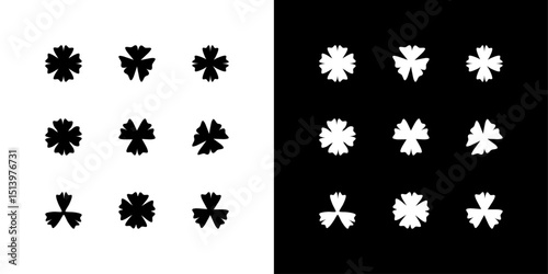 set of clover icon with three and four petals floral decoration elements good luck charm vector
