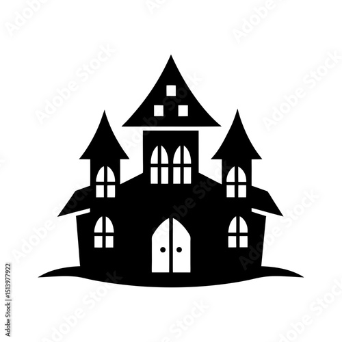 Haunted House Icon Vector Flat and Clean Look