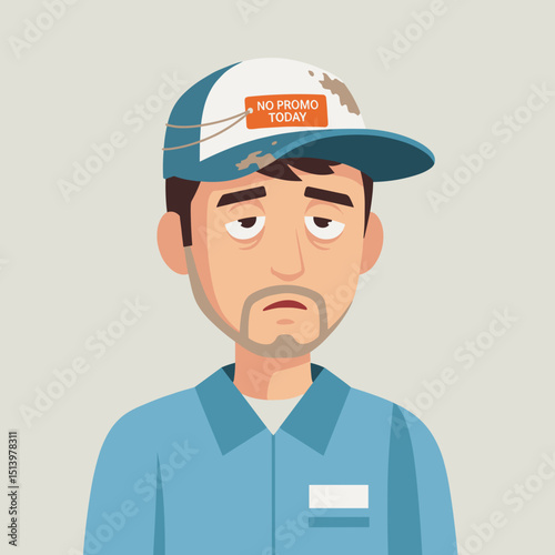 Man with a disappointed expression wearing a cap in a plain background  