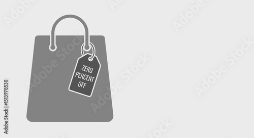 Shopping bag with discount tag displaying zero percent off   photo