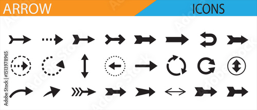 Various Arrow Icons for Navigation, Direction, and Interface Use


