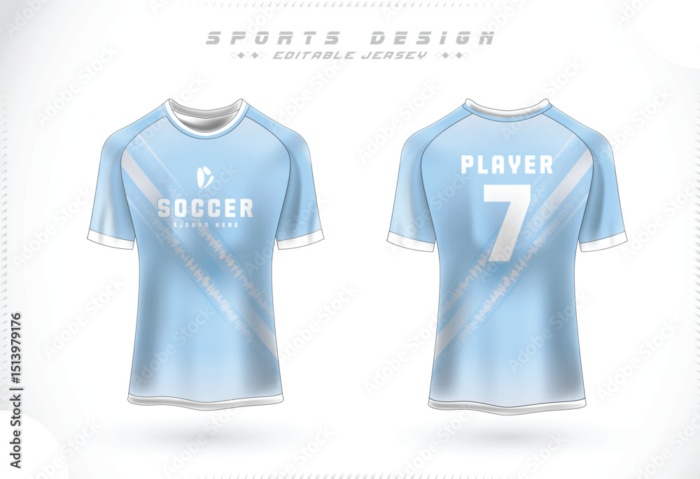 Naklejka premium Soccer jersey Template. Sport t-shirt Design front and back view