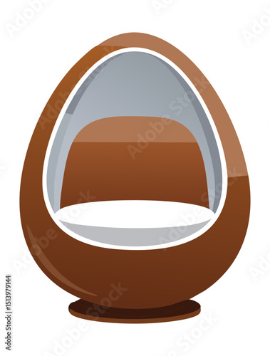 Brown Egg Chair with White Interior