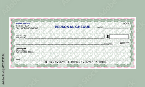 Blank Bank Check Vector guilloche pattern for Designers and Creators
