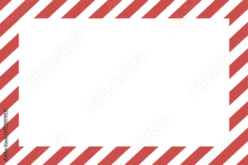 Red and White Diagonal Stripes Border with White Space for Text or Image Warning or Caution Sign Pattern Frame