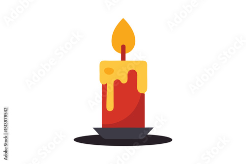 Candle Vector Art Illustration on White Background
