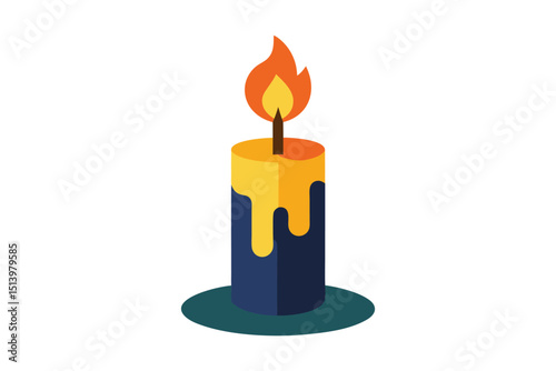 Candle Vector Art Illustration on White Background
