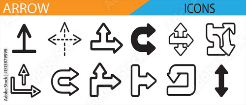 Icons Representing Arrows for Navigation, Flow, and Directional Movement