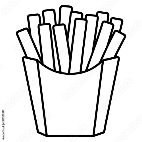 Fries fast food inspired drawing in playful style Line Art Vector illustration
