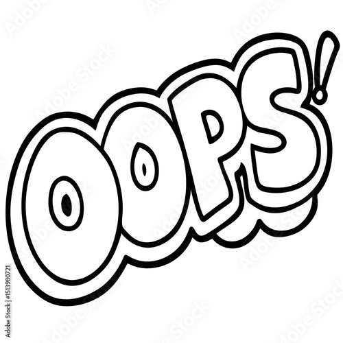 Oops mistake reaction word in hand drawn style Line Art Vector illustration
