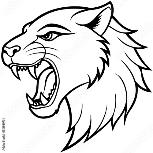 Roar wild animal sound word in artistic sketch Line Art Vector illustration