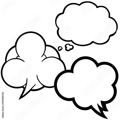 Speech bubble collection talk cloud hand drawn art Line Art Vector illustration