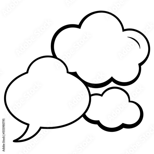 Speech bubble set fun hand drawn comic collection Line Art Vector illustration