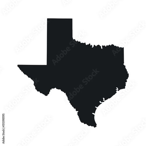 Silhouette of the State of Texas on a White Background Perfect for Maps Designs and Educational Materials about the State