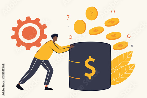 Investment earning profit, money saving, growth stock market with high capital gain return or dividend concept, businessman investor put coin into black box and got lot of return money golden coins.