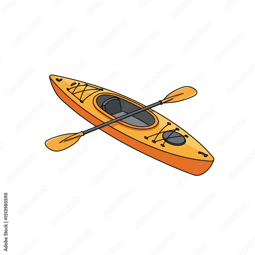 Fototapeta premium Kayak flat vector illustration. Extreme sports. Equipment for kayaking, canoeing. Active lifestyle. Outdoor activities.