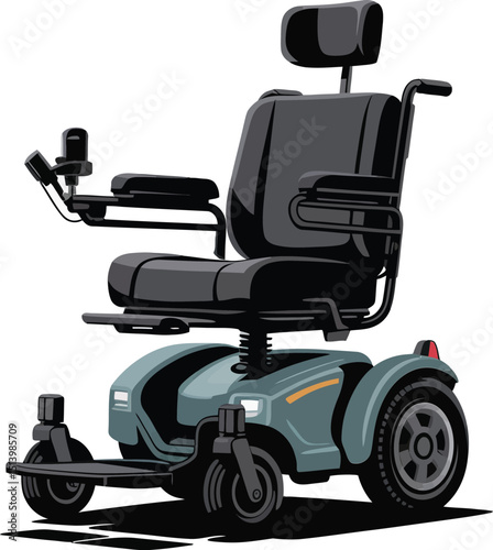 Electric Powered Wheelchair Vector Illustration: Modern Mobility Aid for Accessibility and Independence.