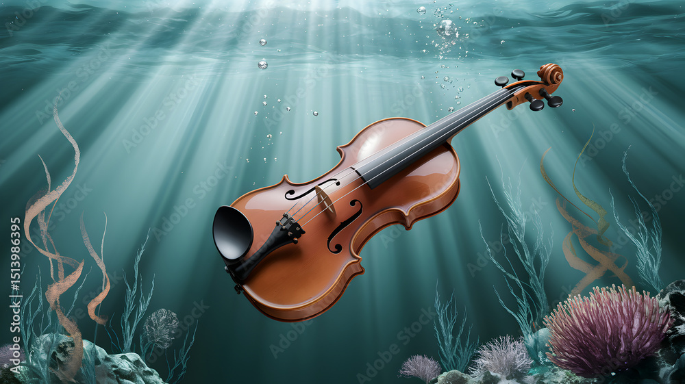 Fototapeta premium Violin underwater 
