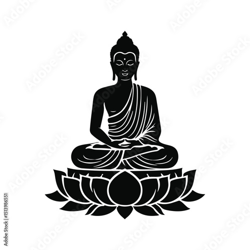 Buddha silhouette meditating lotus flower peaceful serenity