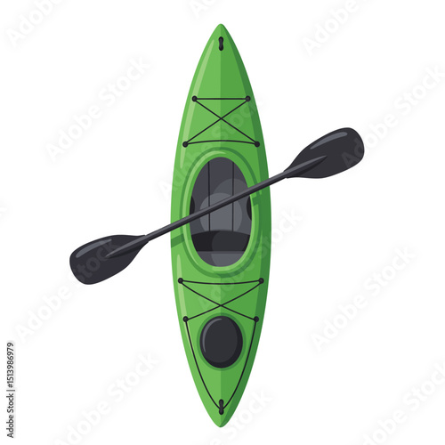 Kayak flat vector illustration. Extreme sports. Equipment for kayaking, canoeing. Active lifestyle. Outdoor activities.