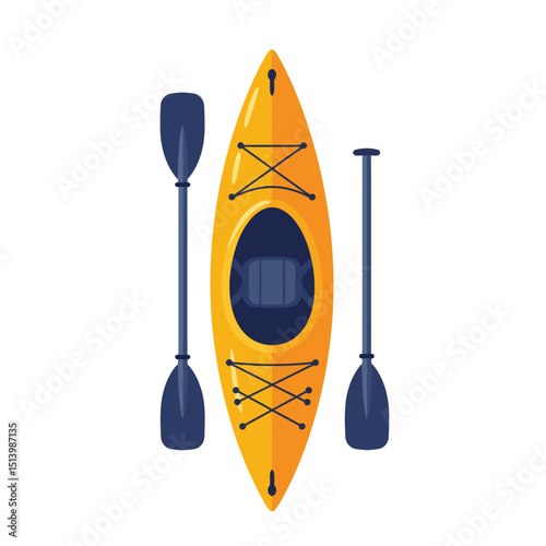 Kayak flat vector illustration. Extreme sports. Equipment for kayaking, canoeing. Active lifestyle. Outdoor activities.