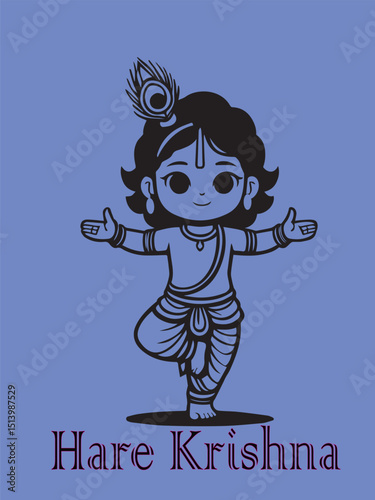 Little Krishna yoga pose hare Krishna mantra happy janmashtami