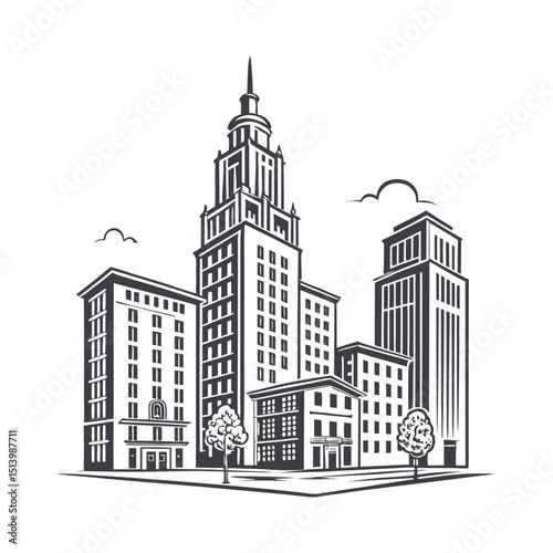 Urban Cityscape with Skyscrapers