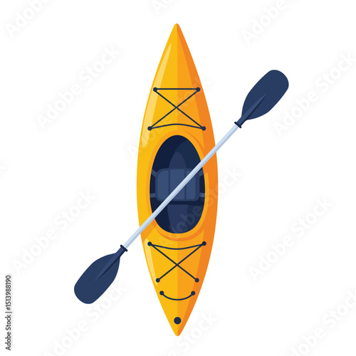 Kayak flat vector illustration. Extreme sports. Equipment for kayaking, canoeing. Active lifestyle. Outdoor activities.