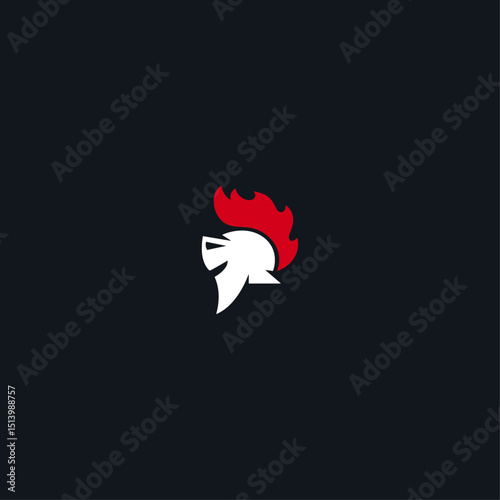 Roman knight helmet logo icon flat vector design