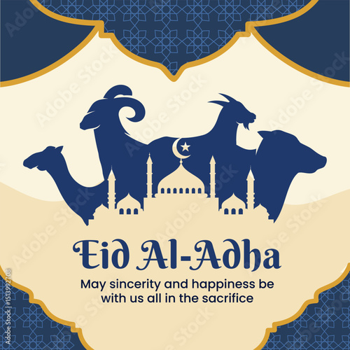 Nile Blue Tan Brown Flat Eid Al-Adha Instagram Post